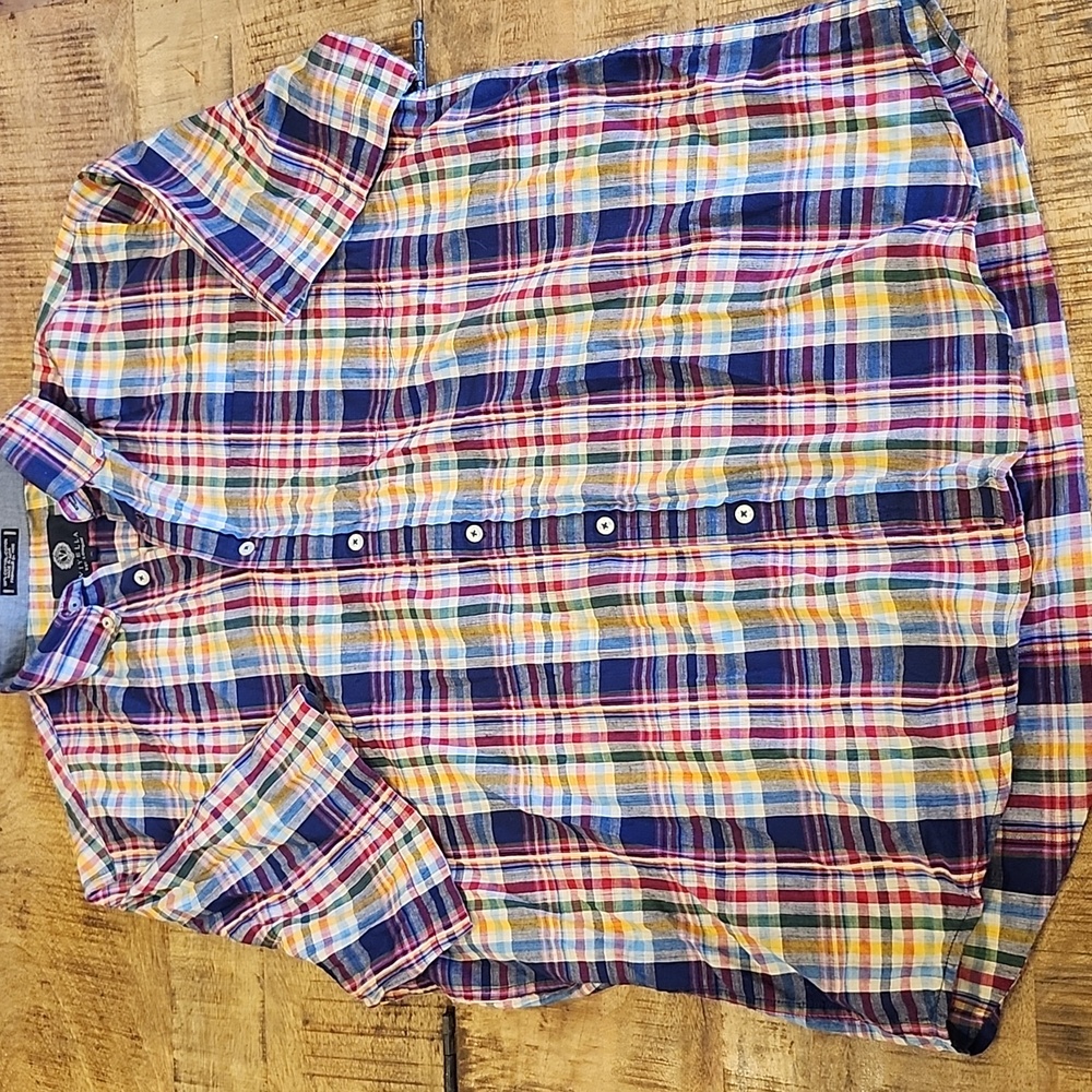 Viyella Shirt Mens XL Blue/Multicolour Check Cotton Short Sleeve Button Down Top